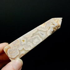 3.6in 119g Pink Peach Crazy Lace Agate Druzy Filled Crystal Tower, Indonesia picture