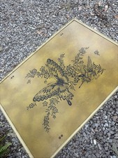 Vintage Set Of 2 LAVADA MCM Gold Butterfly TV Trays With Stand 23× 21× 15 picture
