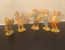 VTG Italian Plastic Figurines Lot 5 Elio Simonetti Style Kids Street Vendor 4” H picture