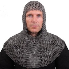 Medieval Chainmail Hood Flat Riveted With Washer Chain Mail Coif Armor VS0788 picture