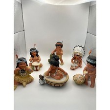 Vintage 1985 Gregory Perillo Sagebrush Kids Figurines Native American Set of 6 picture