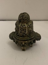 Antique Art Deco 1930's Silver Tone Metal Ornate Urn Incense Burner Japan picture
