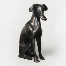 Vtg Bronze Greyhound Whippet Dog Statue Sitting Figurine 8