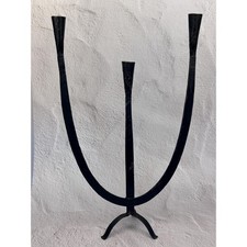 Vintage Wrought Iron 3 Arm Candelabra Mid Century Modern Brutalist Style picture