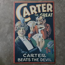 Carter The Great Beats The Devil Metal Sign 16 X 11 picture