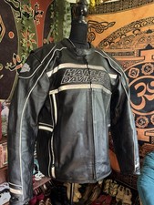 reflective genuine leather 2000s harley davidson riding jacket  w 10+ pockets picture