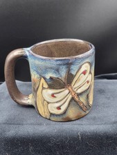 16 Oz Dragonfly Mara Mug Lead free Stoneware Pottery picture