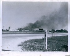 1963 Smelly Smoke Rises From Hallendale Fl Garbage Dump Site Firemen Photo 8x10 picture