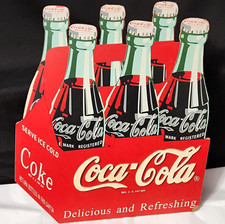 Coca Cola 6 Pack Bottle Shaped Wooden Wall Cabinet Key Holder Box Vintage picture