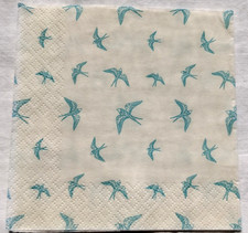 FLYING SWALLOWS BLUE WHITE SMALL PRINT ~ 2 Individual BEVERAGE Decoupage Napkins picture