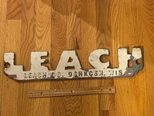 LARGE HEAVY LEACH Co. METAL SIGN Emblem TRIM Oshkosh WI -LEACH Truck & Equipment picture