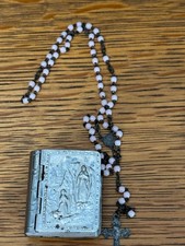 Vintage Marked France Small/Child's Filigree Rosary Necklace Case/Box picture