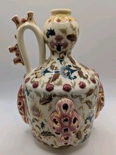 Antique Zsolnay Pecs Hungary Reticulated Porcelain Ewer Art Nouveau c1880s #1376 picture