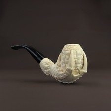 Basketweave Claw Pipe  BLOCK MEERSCHAUM-NEW-HANDCARVED W Case#1016 picture