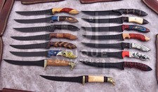 Custom Handmade Lot Of 15 Pcs Fillet Knife With Leather Sheath 13'' Hand Forged picture