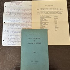 Vintage 1940 School Reading Ephemera Lot Favorite Books Student Notes Grade 8 picture