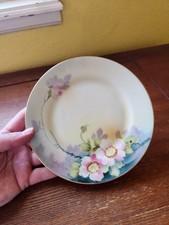 Antique Nippon Porcelain Hand-painted Pink  Blossoms Plate Gold Trim picture