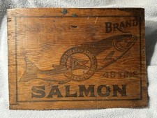 Salmon Wooden Crate Alaska Packers San Francisco Salmon Wooden Crate End Panel picture