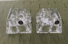 VTG Rosenthal 24% Lead Crystal Made in Germany Square Cube 2 Candlestick Holders picture