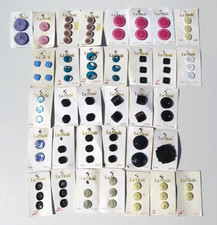 34 Cards Vintage La Mode Buttons Teal, Black, Blue, Purple+ 88 To 90 Buttons picture