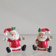 Vtg 1950s ESD Japan Ceramic Santa Salt Pepper Shakers 30579 