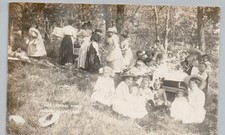 1912 SCHOOL PICNIC diamond bluff wi postcard wisconsin real photo rppc picture