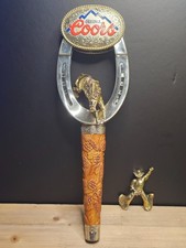 HTF Vintage Coors Beer Tap Handle Cowboy Bronco Horseshoe Rodeo 11.5 inch READ picture