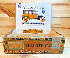RARE  Early c1917 Vtg Antique Yellow Cab Wood Cigar Box *See My Other Listings* picture