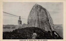 Rio De Janeiro Brazil Sugar Loaf Mountain Cable Car Gondola Vtg Postcard 14A picture