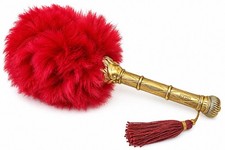 Vintage Avon Charisma Roll A Fluff Powder Applicator Red Puff Gold Handle picture