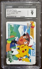 Bandai 1998 Carddass Pokémon Ash & Pikachu #141 Japanese CGC 9 picture