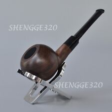 Ebony Wooden Tobacco Pipe Apple Tomato Smooth Surface Saddle Stem picture