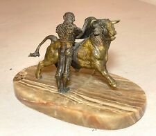 Antique gilt bronze rodeo matador Spanish onyx stone bull fighter bronze statue picture