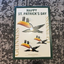 Vintage Guinness Toucan Embossed Tin Sign - Happy St Patrick’s Day - 19” x 14” picture