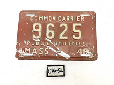 Orig. Paint 1948 COMMON CARRIER 9625 Massachusetts License Plate MA 9625 C76-52 picture
