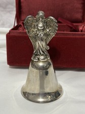 Silverplate Angel Bell With Case EUC Christmas picture