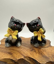 Vintage Norcrest Anthropomorphic Black Cat Salt & Pepper Shakers picture