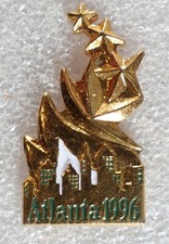 Atlanta 1996 Olympic Games Pin Lapel Skyline Stars Clutch-back 1990s picture