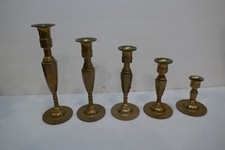 Vintage 5 pc Federal Style   Solid Brass   Candlestick Holders picture