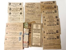 WWII War Ration Books Lot 1-4 Complete Set 1920s WWI Thrift Card Auto Tax Stamp picture