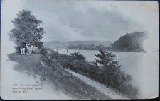 VINTAGE, RPPC OF THE OHIO RIVER LOOKING EAST FROM FIRST STREET, BEAVER FALLS, PA picture