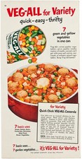 1952 VEG ALL Mixed Vegetables Chicken Casserole Recipe Green Bay Wisconsin Ad picture