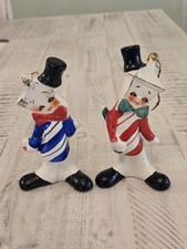 Rare Set Of 2 Anthropomorphic Japan Artmark Christmas Figurine Ornaments Top Hat picture