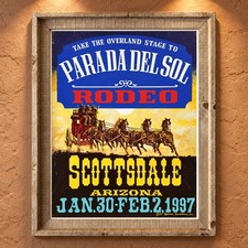 Vintage 1997 Framed Parada Del Sol Rodeo Scottsdale, AZ 18x24 Poster Bill Roman picture