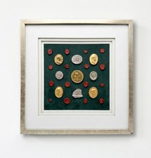 Grand Tour Neoclassical Gilded & Red Plaster Intaglio Set in Silvered Frame picture