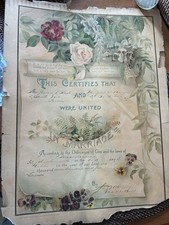 Vintage Marriage Certificate Johnstown PA 1905 Damaged 21x18” picture