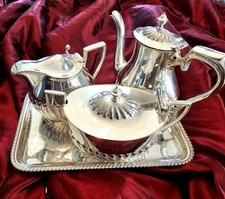 Santa Fe Railroad Silver Dining Car 4 Piece Tea Set By Gorham/Harrison Bros picture