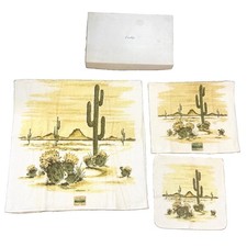 Vintage Sayco Towels Cactus Desert Spring Garden Handprints Cotton Screen Print picture