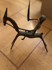 Indian Dhokra/Dokra Tribal Bronze/Brass Horse & Rider Wax Cast Vintage Folk Art picture