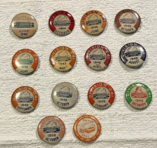 14ct lot Railway Trolley Streetcar Union Division 241 Pinback buttons 1940-1962 picture